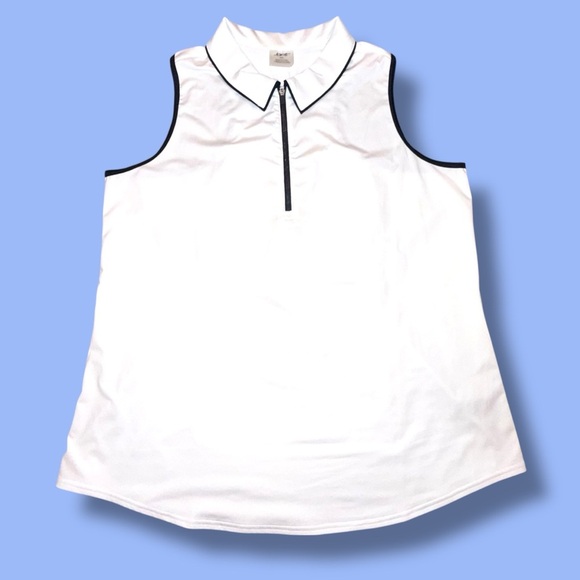 JOFIT Women’s Racerback Sleeveless Golf Polo - White/ Navy XXL - Picture 6 of 12